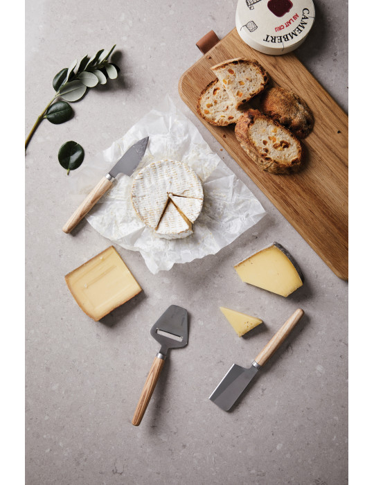 Trois couteaux à fromage Vinga Retro manches frêne personnalisable