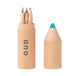 Crayons en bois personnalisés - 6 pièces dans un étui - Petit Coloret Matières : bois Couleurs : bois cadeau entreprise pas cher