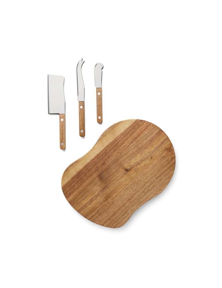 Coffret fromage Vinga Veia planche et trois couteaux personnalisable