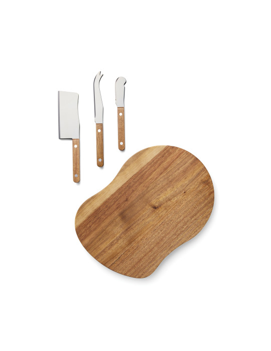 Coffret fromage Vinga Veia planche et trois couteaux personnalisable