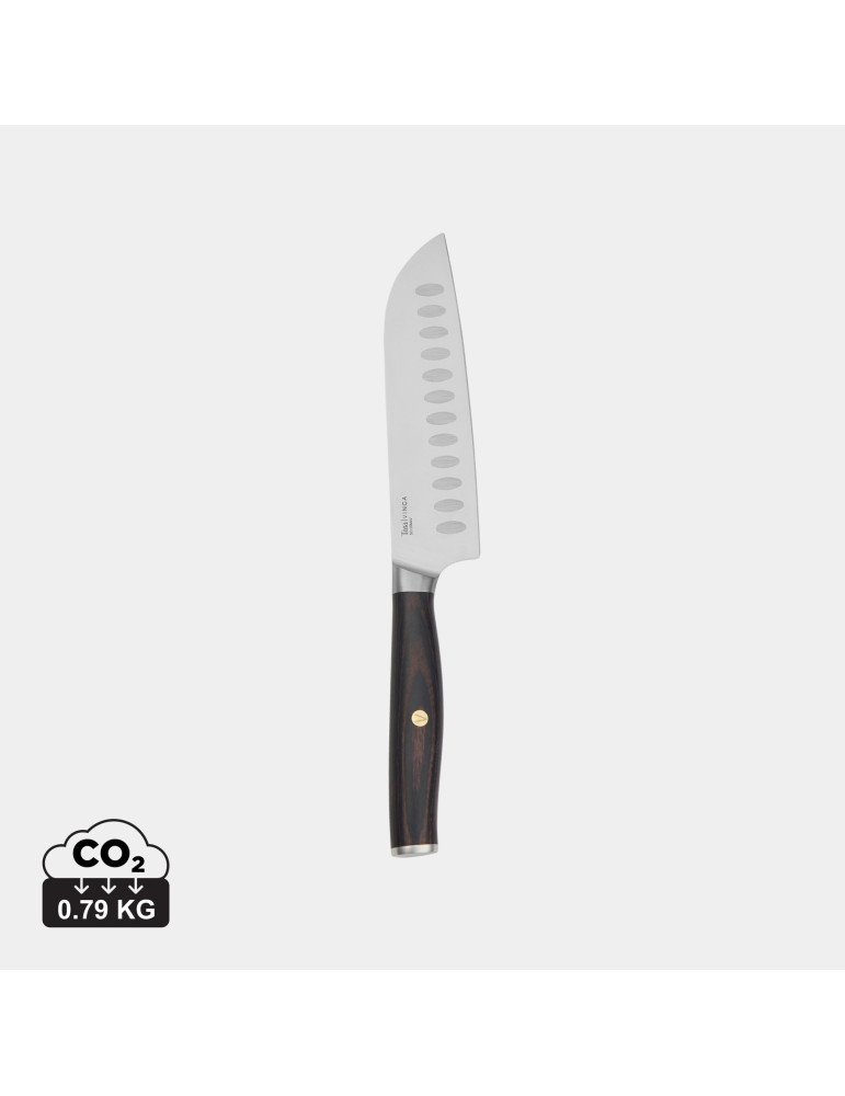 Santoku Vinga Tara lame alvéolée 14 cm acier recyclé personnalisable