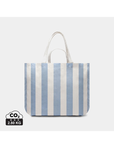 Sac de plage rayé Vinga Lagoa toile recyclée GRS personnalisable