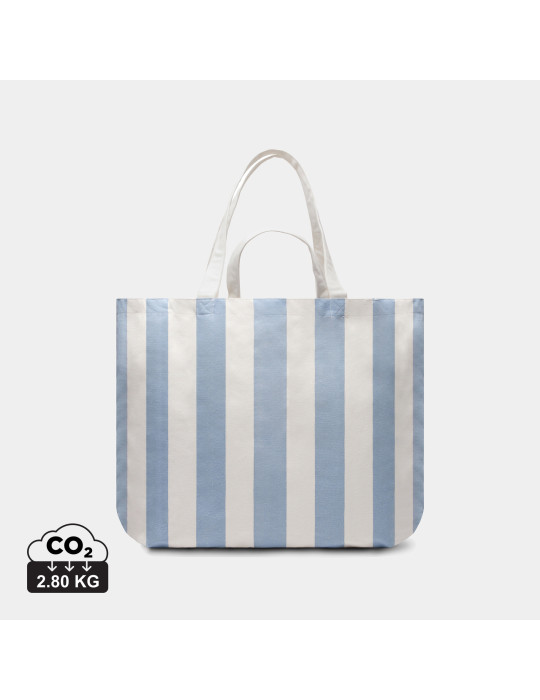 Sac de plage rayé Vinga Lagoa toile recyclée GRS personnalisable