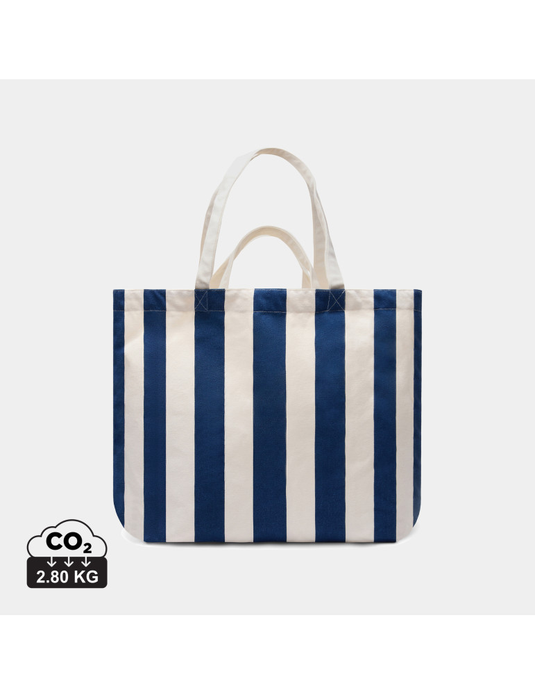 Sac de plage rayé Vinga Lagoa toile recyclée GRS personnalisable
