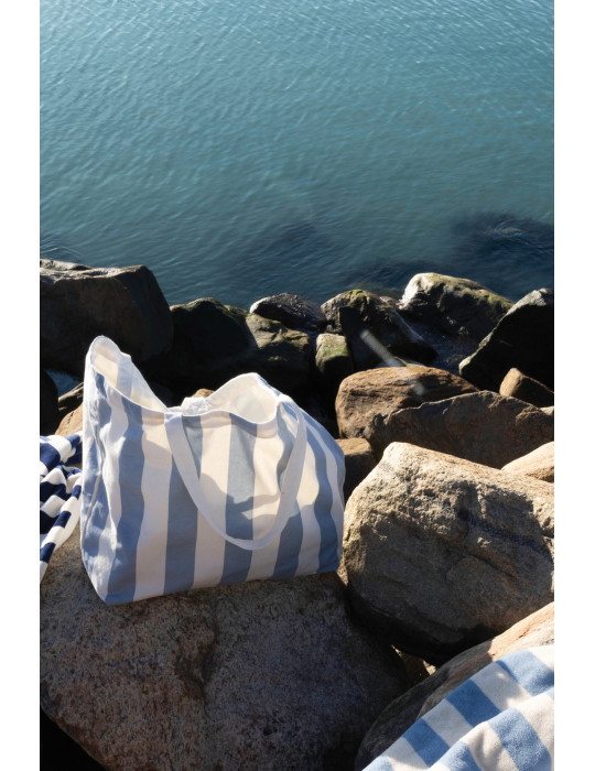 Sac de plage rayé Vinga Lagoa toile recyclée GRS personnalisable