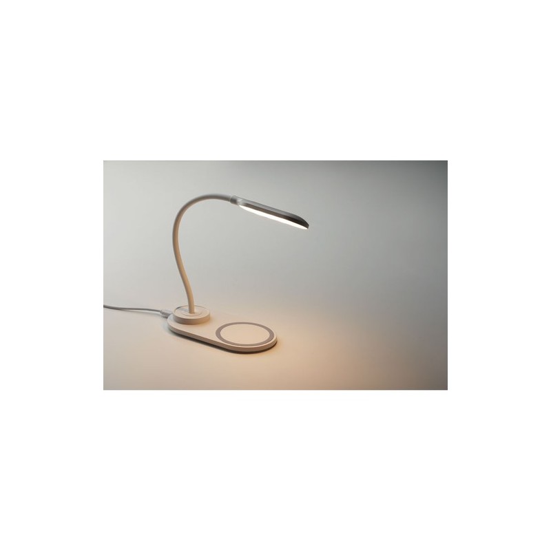 Lampe de bureau  et chargeur haute technologie SATURN Matières : ABS Couleurs : blanc impression haute définition