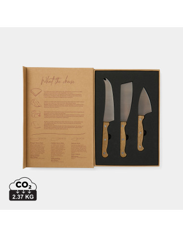 Coffret Vinga Histoire du fromage trois couteaux personnalisable