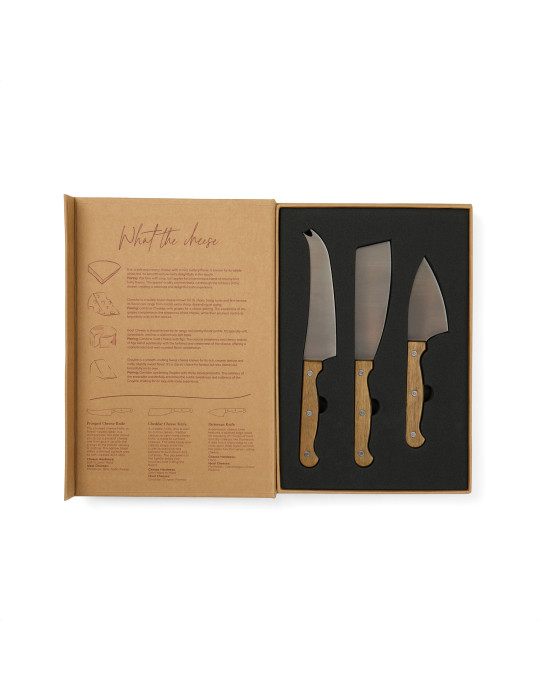 Coffret Vinga Histoire du fromage trois couteaux personnalisable
