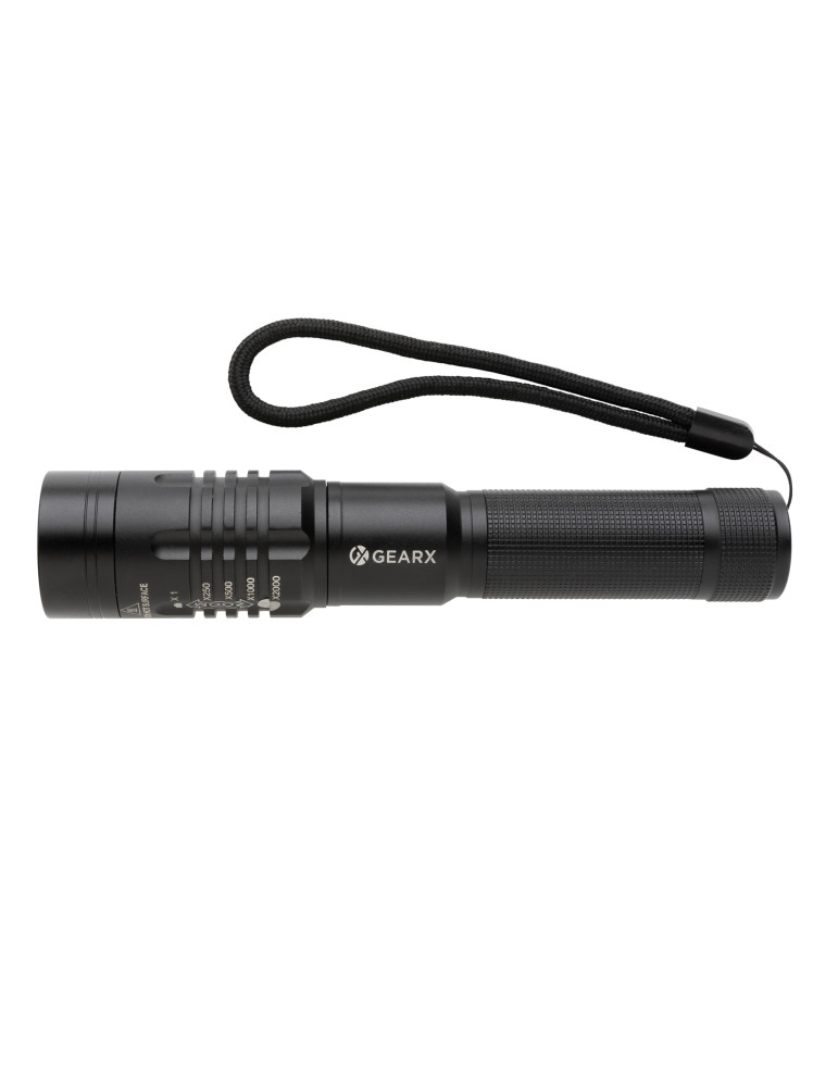 Torche GearX rechargeable USB 1 000 lm personnalisable