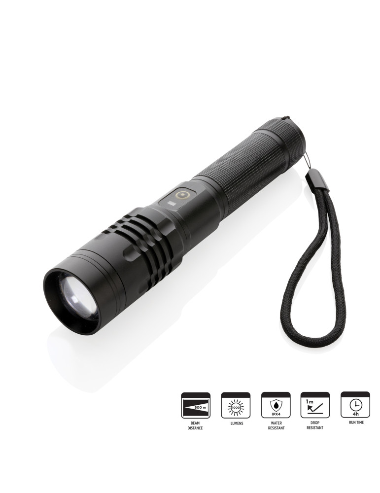 Torche GearX rechargeable USB 1 000 lm personnalisable