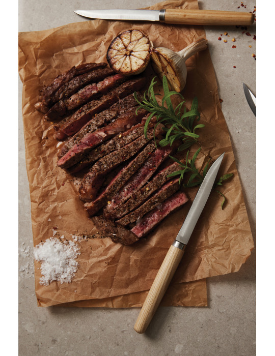 Quatre couteaux à viande Vinga Retro manches frêne personnalisable