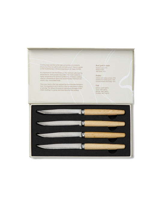 Quatre couteaux à viande Vinga Retro manches frêne personnalisable