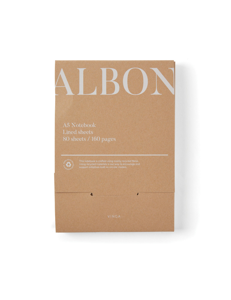 Carnet A5 Vinga Albon feutre recyclé GRS 160 pages personnalisable