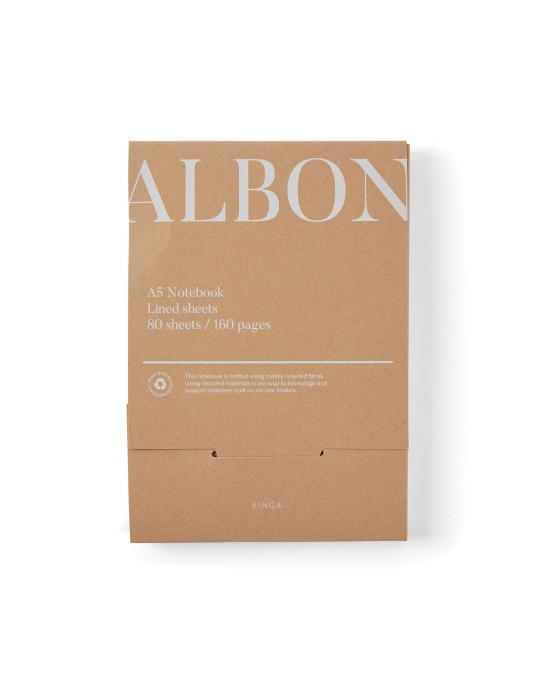 Carnet A5 Vinga Albon feutre recyclé GRS 160 pages personnalisable