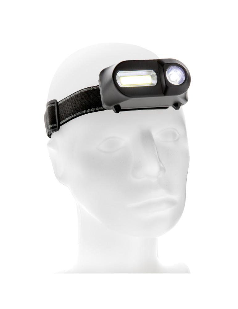 Lampe frontale LED et COB double éclairage personnalisable