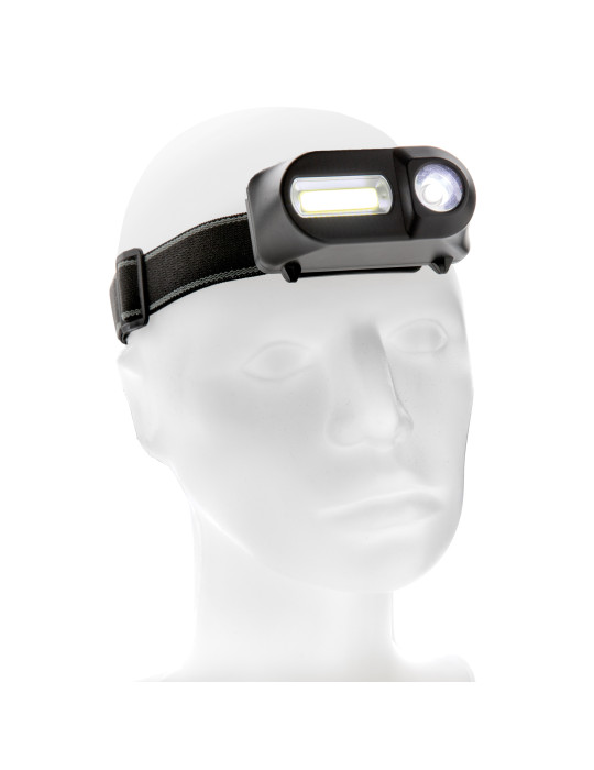 Lampe frontale LED et COB double éclairage personnalisable