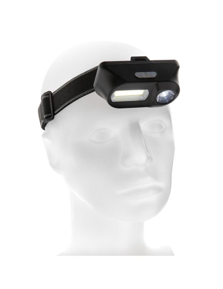 Lampe frontale LED et COB double éclairage personnalisable