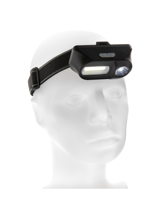 Lampe frontale LED et COB double éclairage personnalisable