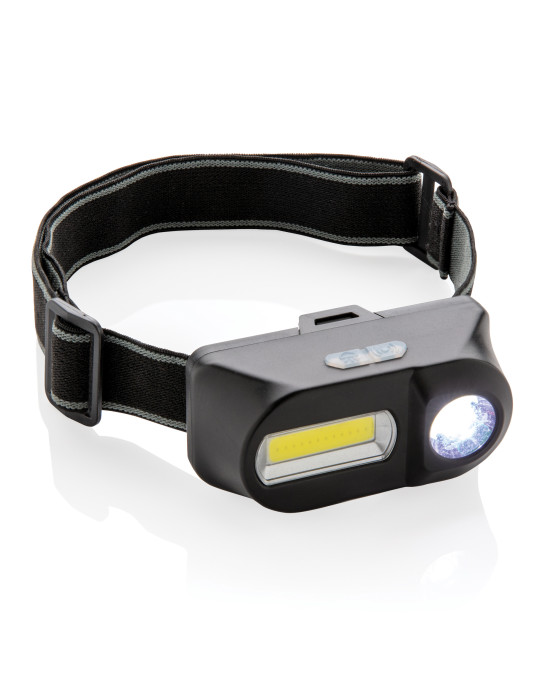 Lampe frontale LED et COB double éclairage personnalisable