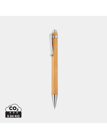 Stylo à bille en bambou avec clip métal personnalisable