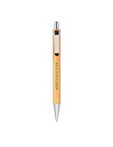 Stylo à bille en bambou avec clip métal personnalisable 2