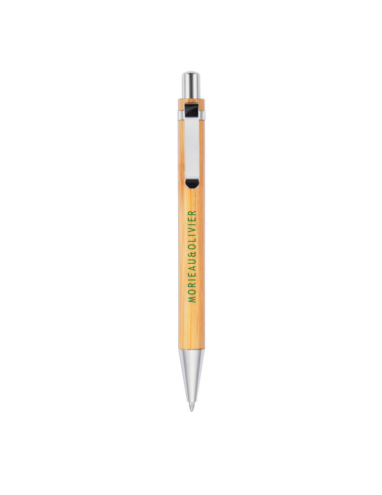 Stylo à bille en bambou avec clip métal personnalisable