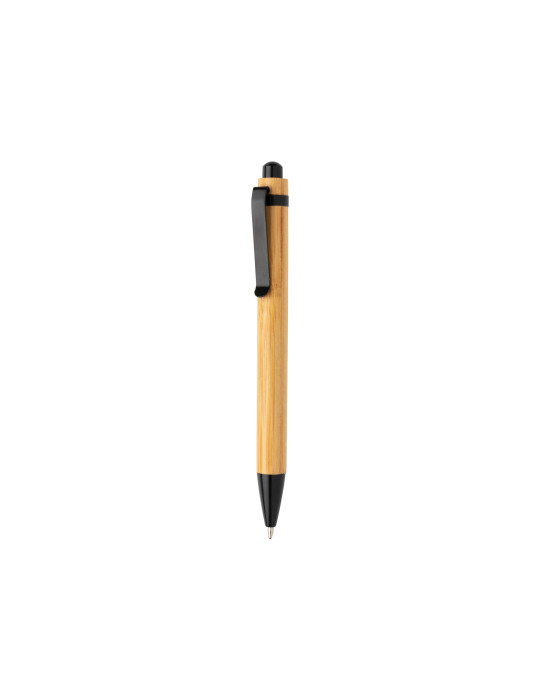 Stylo à bille en bambou avec clip métal personnalisable