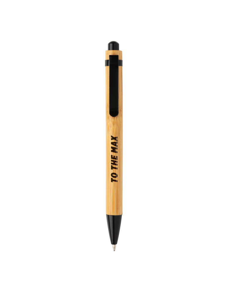 Stylo à bille en bambou avec clip métal personnalisable