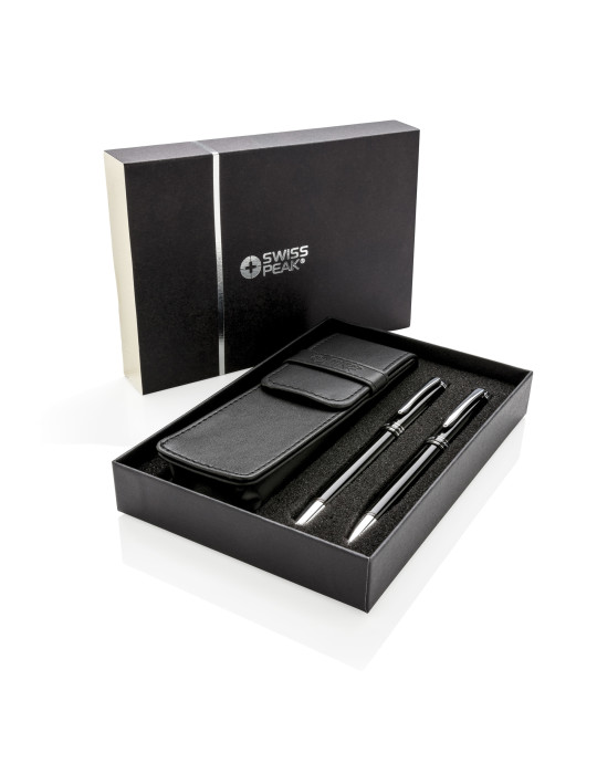 Set stylos Swiss Peak Exécutif avec pochette personnalisable