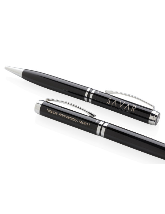 Set stylos Swiss Peak Exécutif avec pochette personnalisable