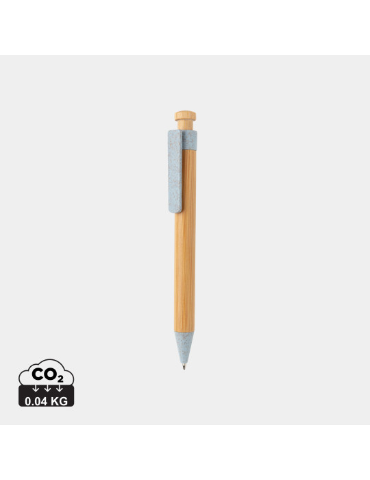 Stylo bambou à clip en fibre de paille personnalisable