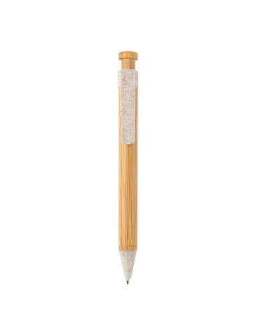 Stylo bambou à clip en fibre de paille personnalisable 2