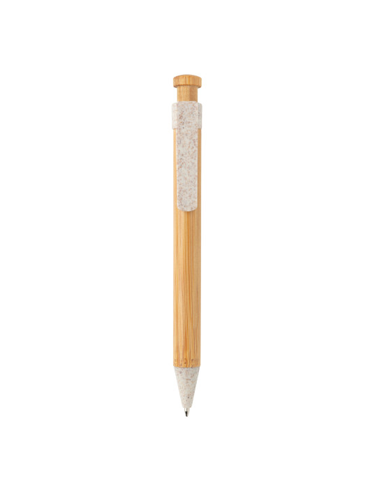 Stylo bambou à clip en fibre de paille personnalisable