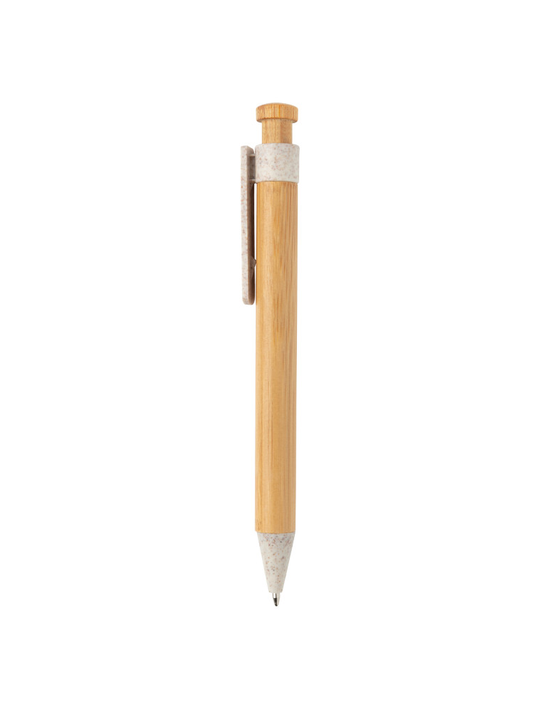 Stylo bambou à clip en fibre de paille personnalisable