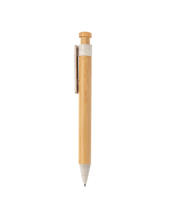 Stylo bambou à clip en fibre de paille personnalisable