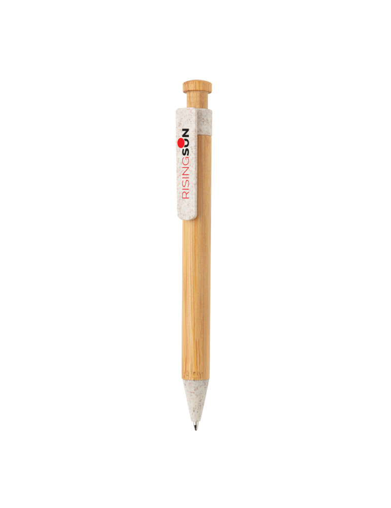 Stylo bambou à clip en fibre de paille personnalisable