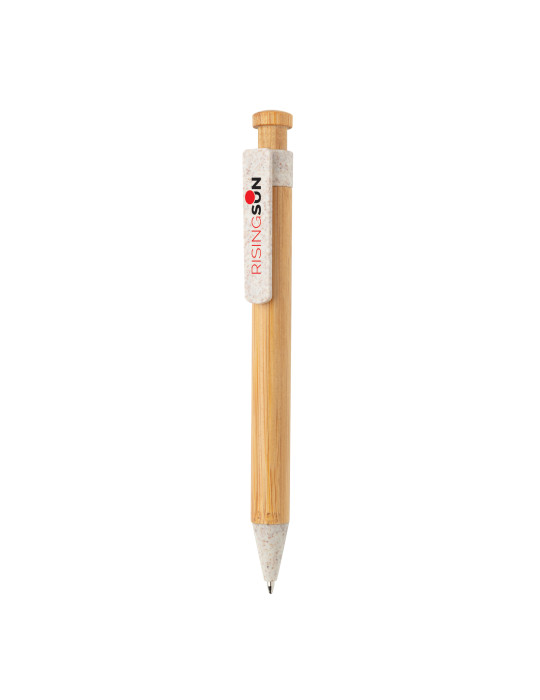Stylo bambou à clip en fibre de paille personnalisable