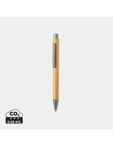 Stylo bambou à clic et détails métal personnalisable