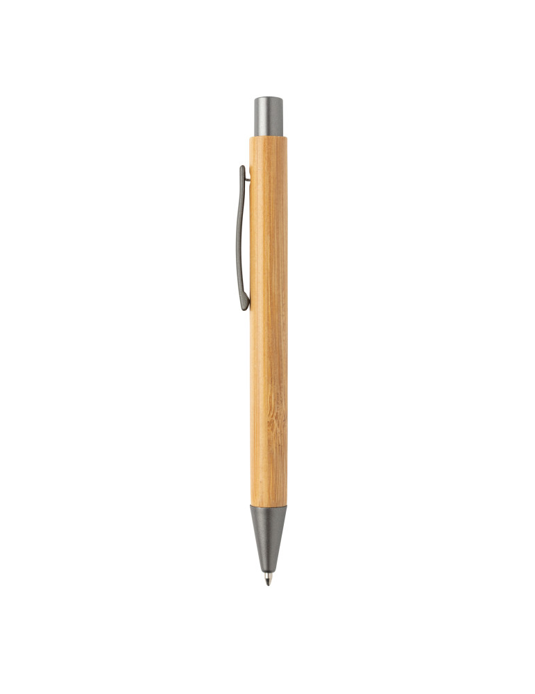 Stylo bambou à clic et détails métal personnalisable