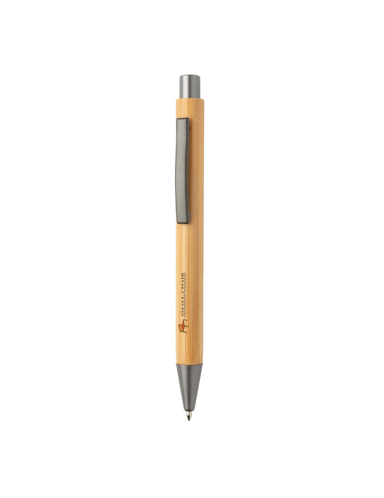 Stylo bambou à clic et détails métal personnalisable
