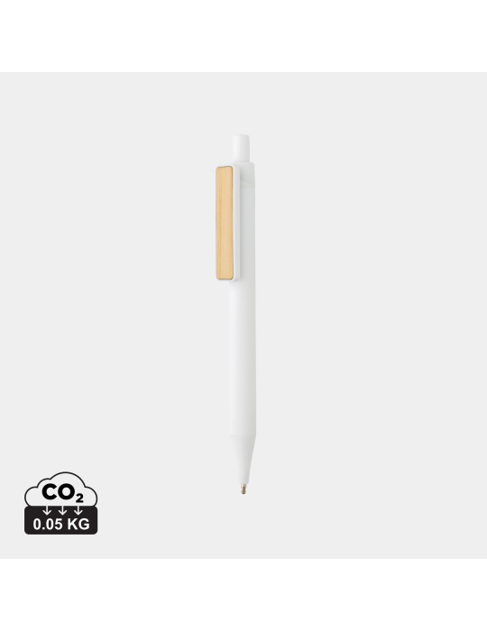 Stylo en ABS recyclé GRS à clip bambou personnalisable