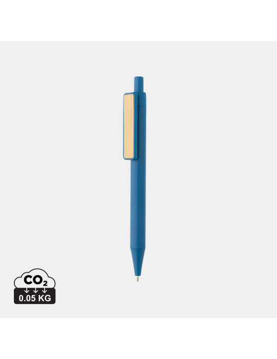 Stylo en ABS recyclé GRS à clip bambou personnalisable