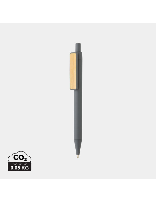 Stylo en ABS recyclé GRS à clip bambou personnalisable