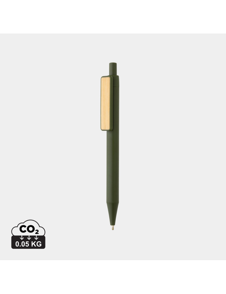 Stylo en ABS recyclé GRS à clip bambou personnalisable