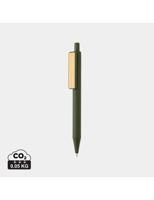 Stylo en ABS recyclé GRS à clip bambou personnalisable