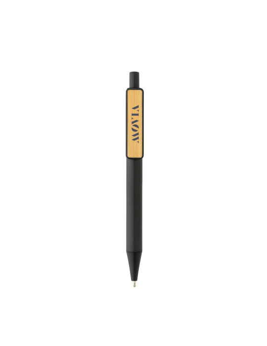Stylo en ABS recyclé GRS à clip bambou personnalisable