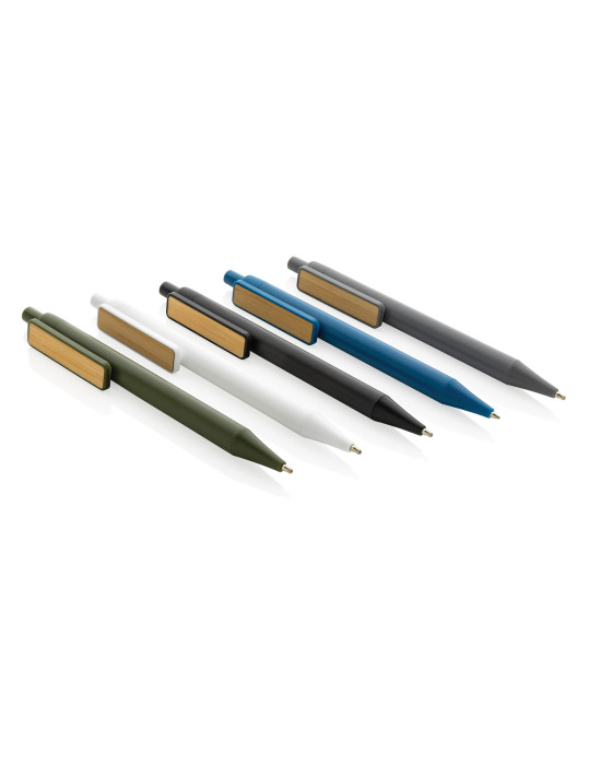 Stylo en ABS recyclé GRS à clip bambou personnalisable