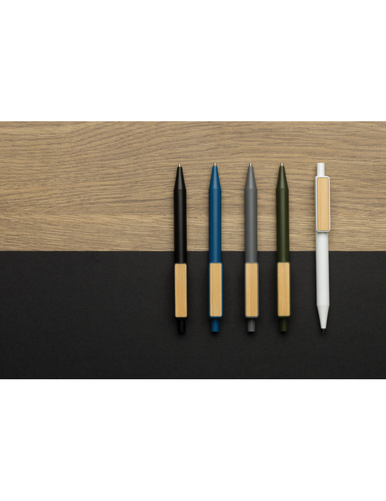 Stylo en ABS recyclé GRS à clip bambou personnalisable