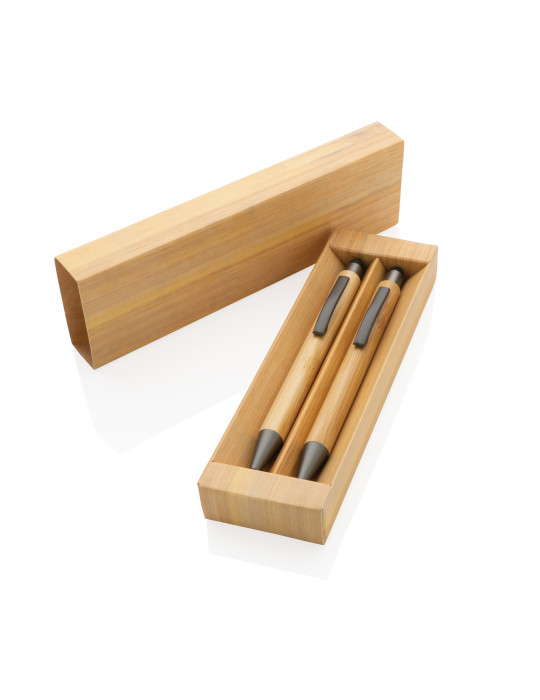 Parure bambou stylo et porte-mine en coffret personnalisable