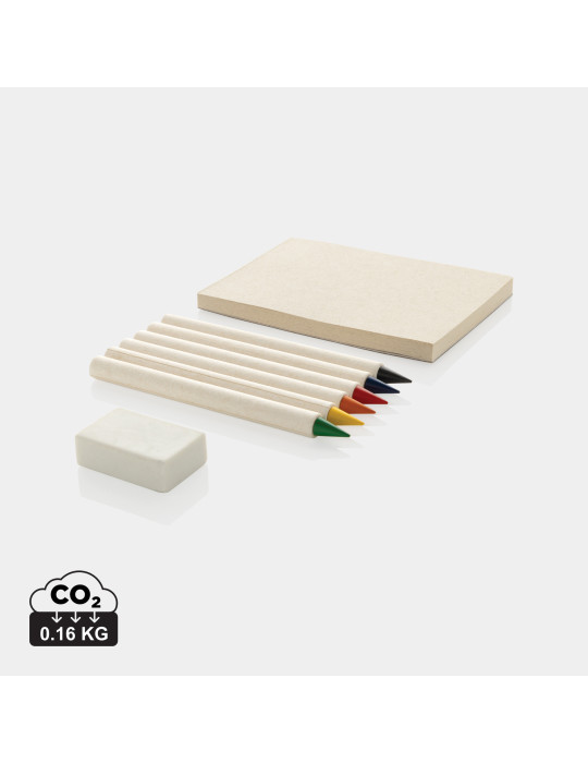 Set publicitaire Micki 6 crayons couleur et carnet GRS